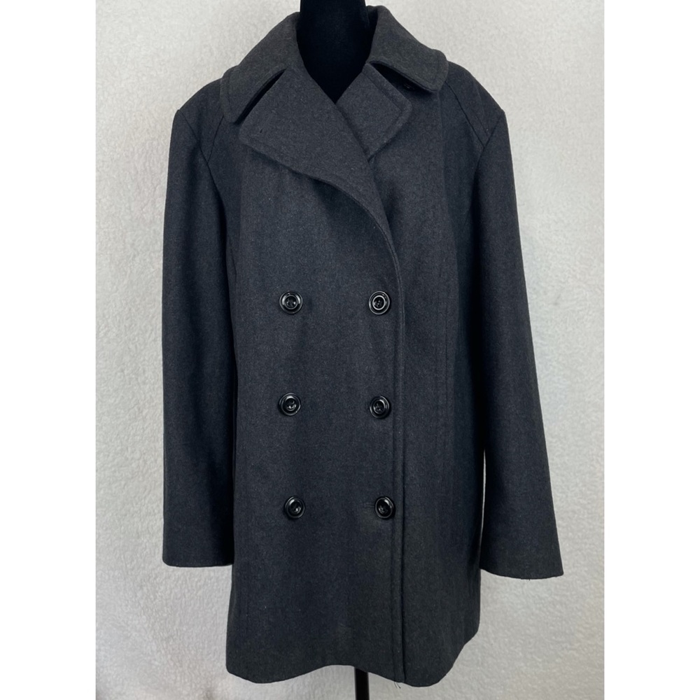 LONDON FOG • Charcoal Wool-Blend Double-Breasted Peacoat, 1X - Picture 2 of 16